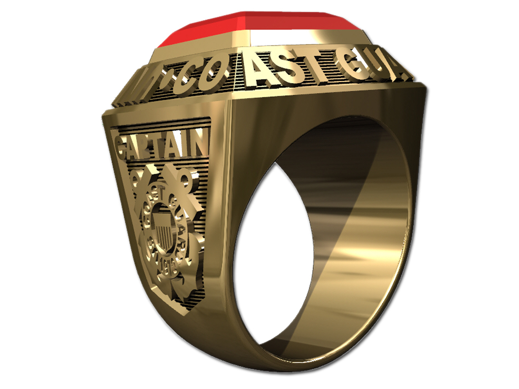 US COAST GUARD RING MENS CHAMPIONSHIP STYLE14KT GOLD Fine Rings