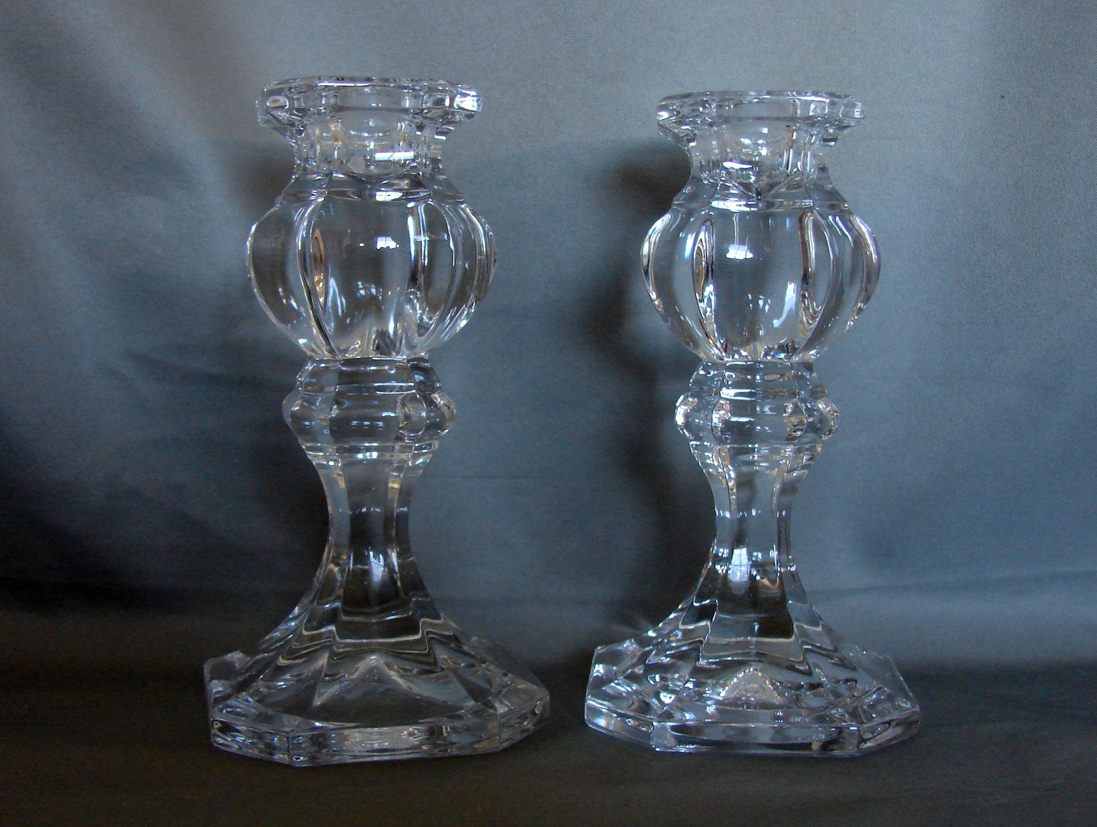Gorham Baroque (Nachtman) Lead Crystal Medium Taper Candle Holders