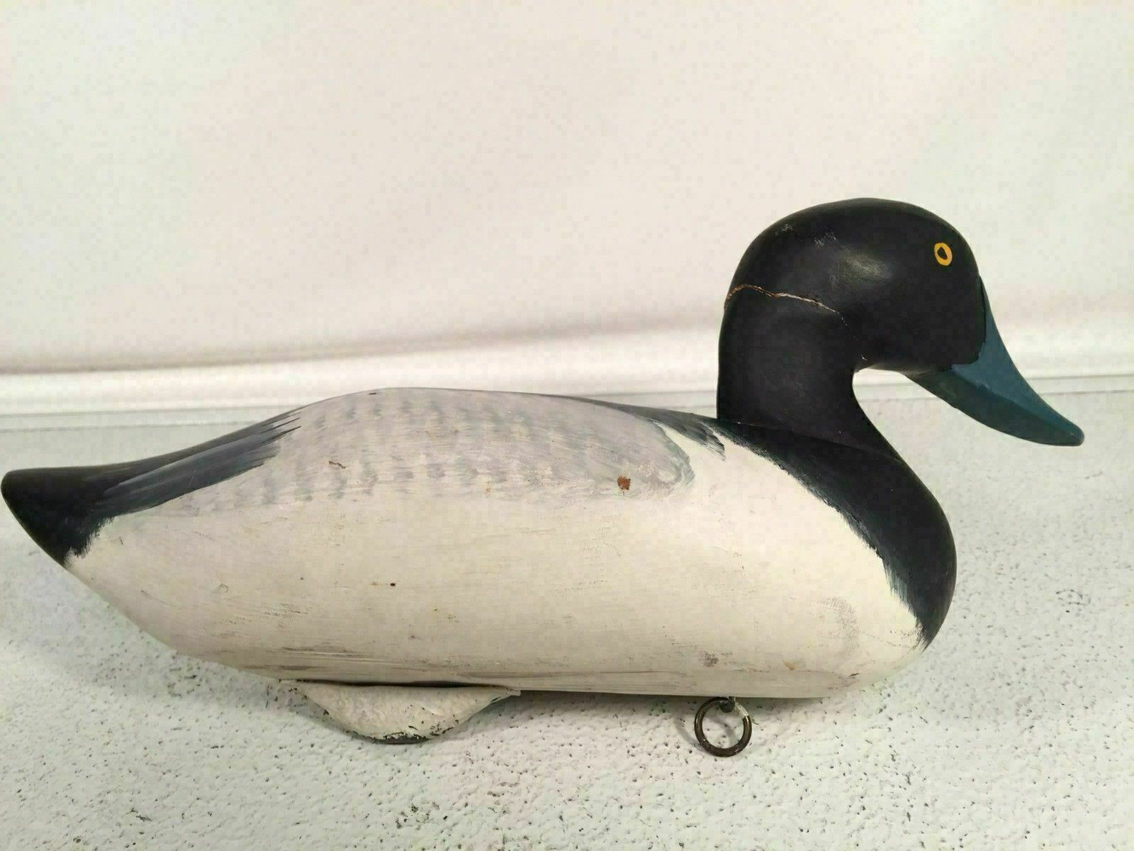 Capt Harry Jobes Signed Decoy Duck Vintage Hands Painted Blue Bill
