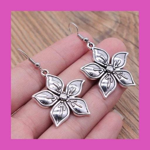 New Pretty Clementis Flower Dangle Earrings