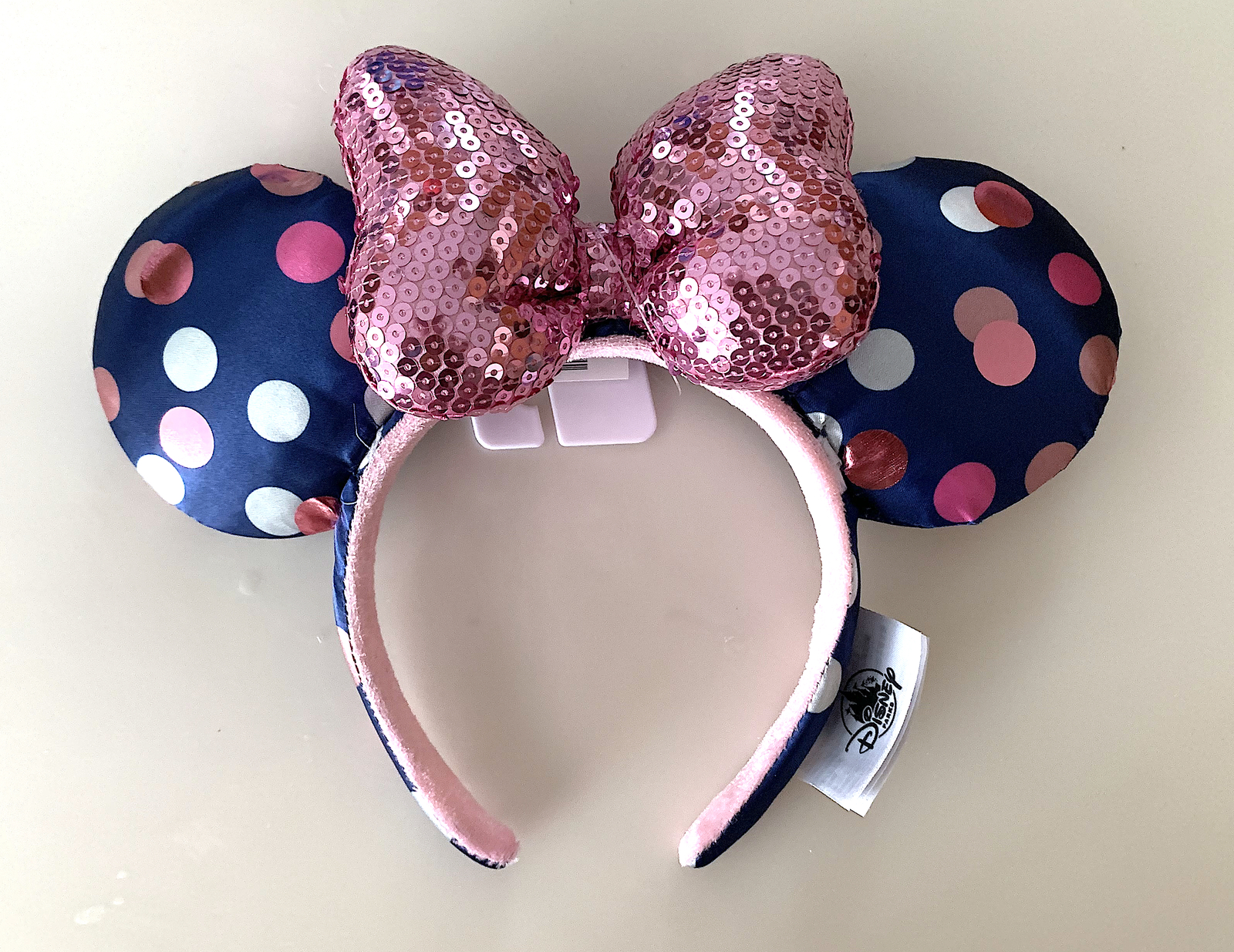 Disney Parks Minnie Mouse Navy Blue Polka Dot Ears Pink ...