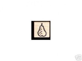 Small Pear fruit rubber stamp folk art - $13.63