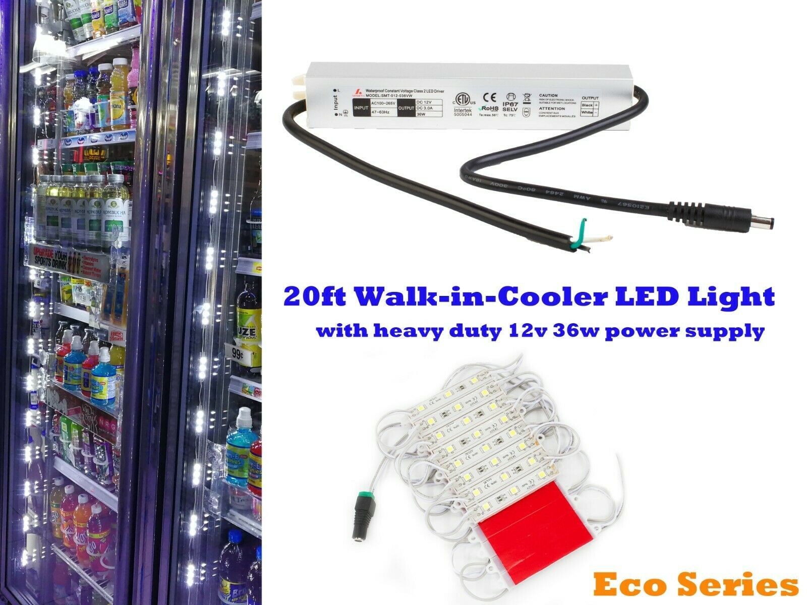 Walk in cooler Fridge LED Light 10ft 20ft 30ft + Heavy Duty Waterproof