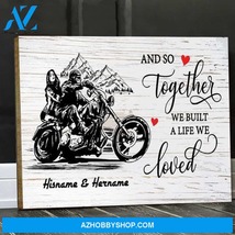 Personalized Canvas, Motorcycle Together We built a life Biker Couple Canvas And - $49.99