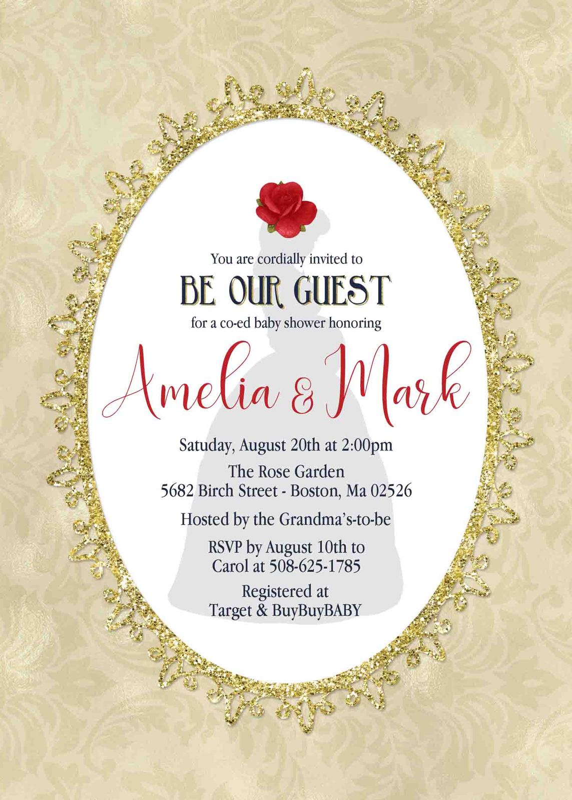 beauty and the beast baby shower invitation and 50 similar items