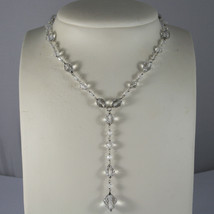 .925 RHODIUM NECKLACE WITH TRANSPARENT FACETED CRYSTALS image 1