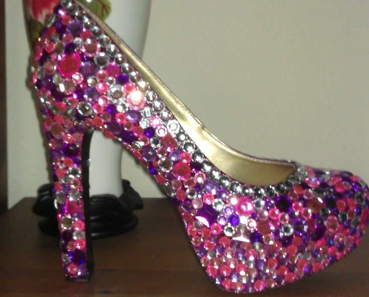 Custom Made Bubble Gum Candy Sparkle Rhinestone High Heels ~ Wedding 