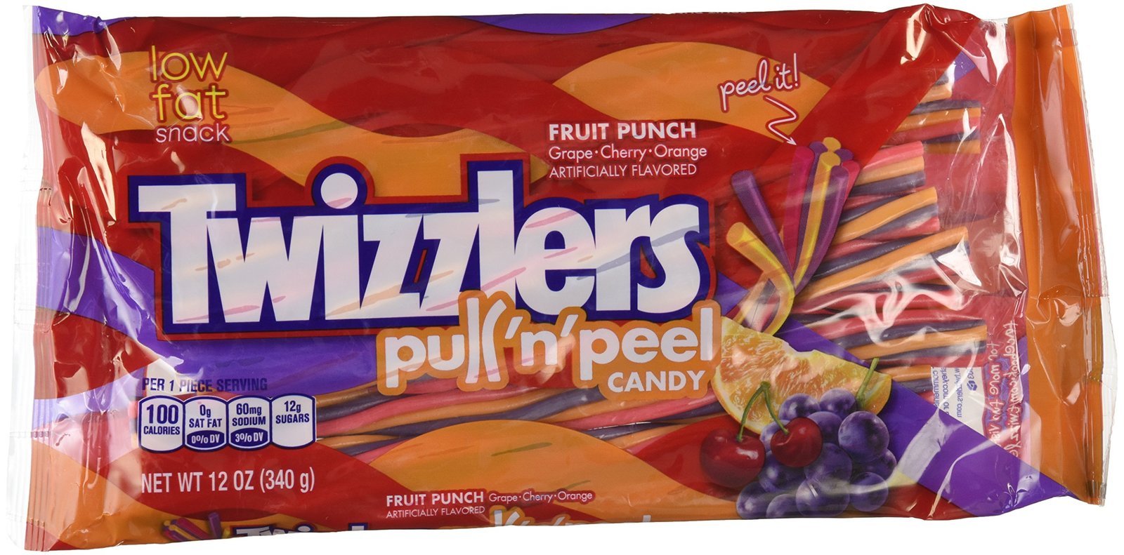 Twizzlers Twist Pullnpeel Fruit Punch Candy, 12 Oz Bag, (Pack of 2), Grape, Cher Grocery Stores