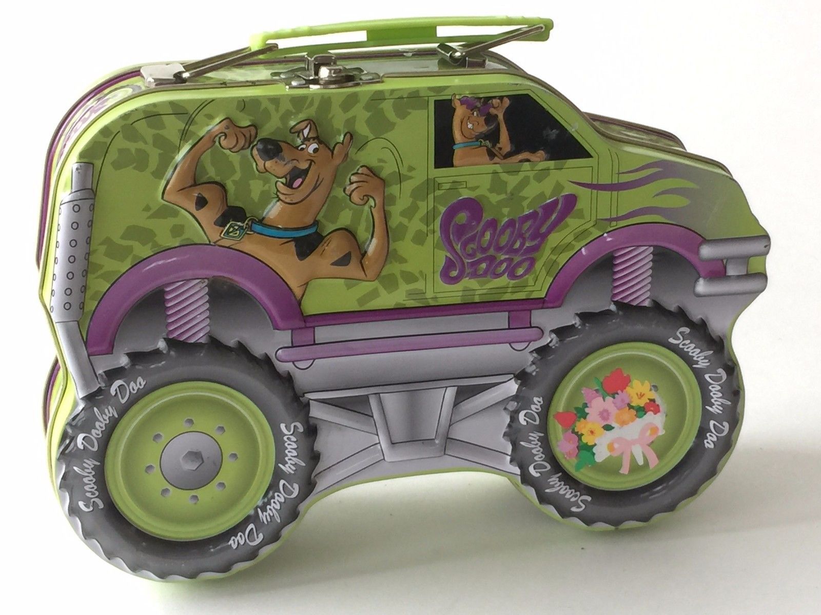 Scooby Doo Monster Truck collector tin lunch box large 8"x6" Purple
