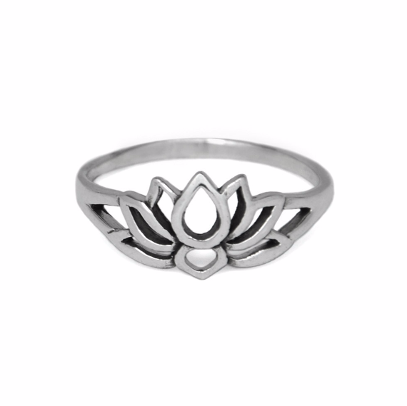 Silver Lotus Flower Ring, Solid 925 Sterling Silver Ring, Flower ...