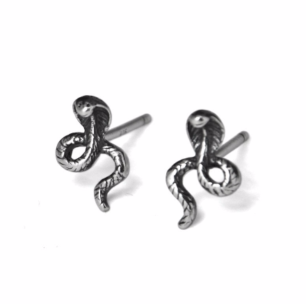 Cobra Stud Earrings 925 Sterling Silver Snake