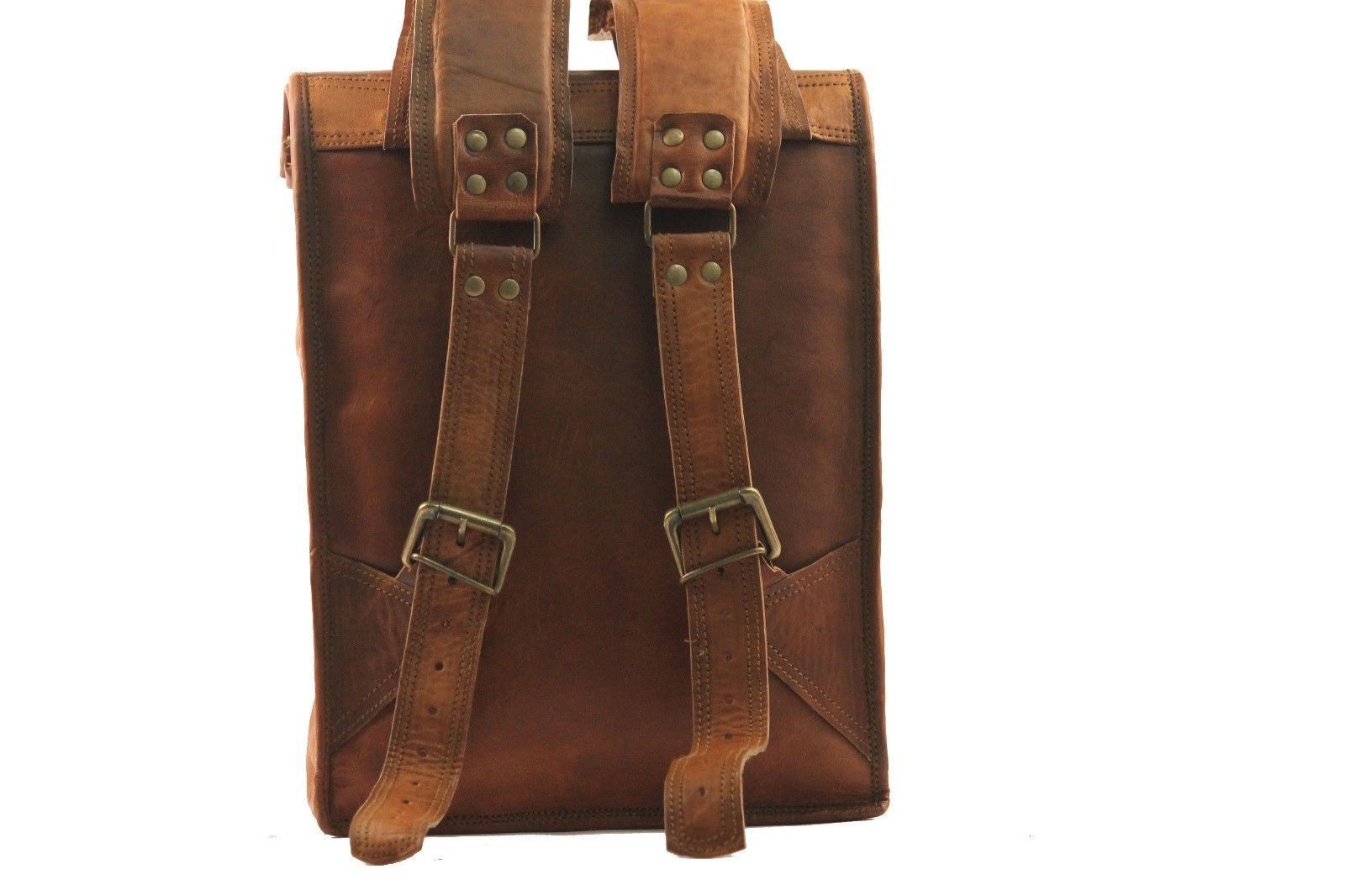 Men&#39;s Vintage Brown Leather Backpack Bag Shoulder Laptop Bag Backpacks Rucksack