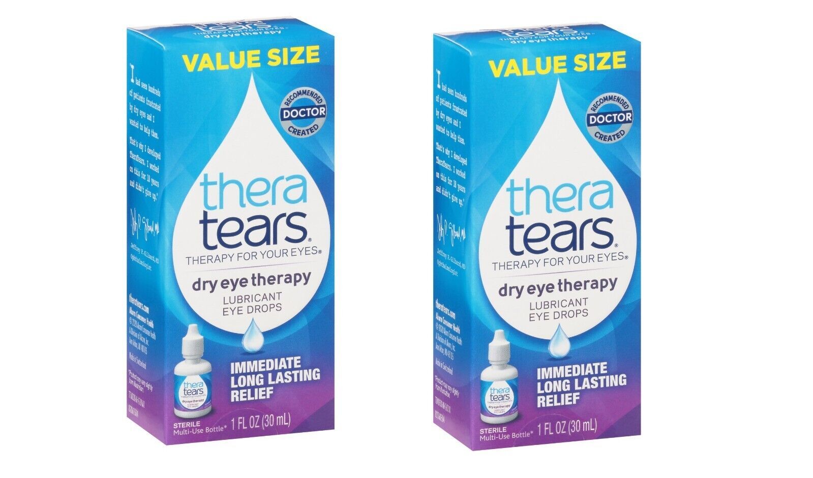 Thera Tears Dry Eye Therapy Lubricant Eye Drops 30 mL Each Exp 06/2023