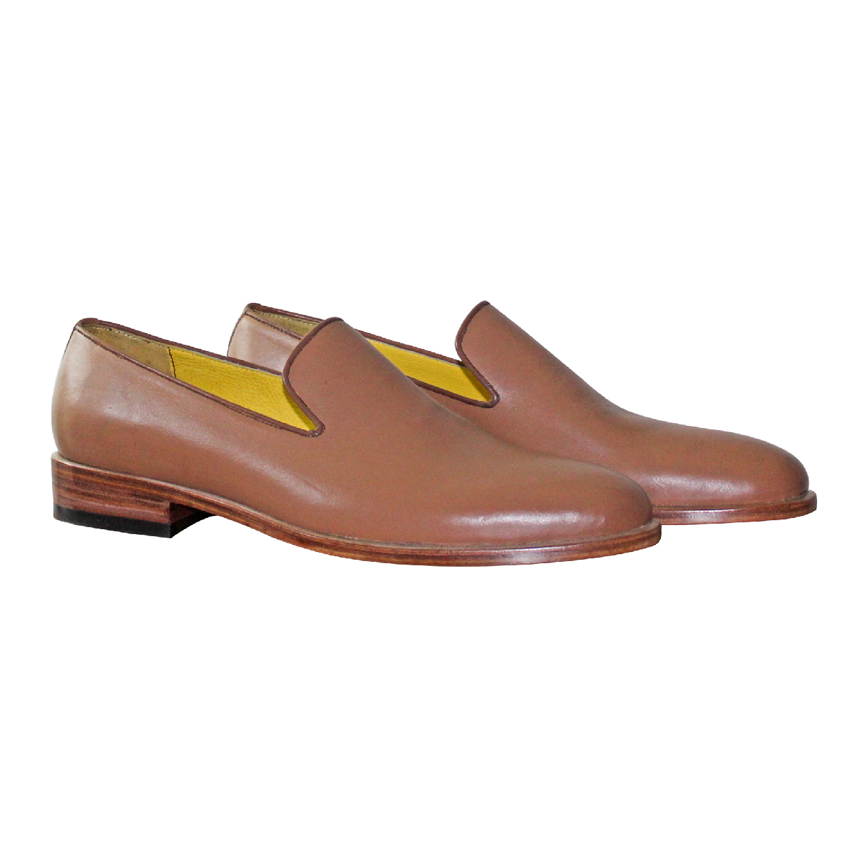 Primary image for Handmade Men's Brown Leather Slip Ons Loafer Shoes