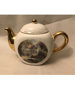 Thomas Kinkade Teapot &quot;Home Is Where The Heart Is&quot; White Gold Spout And ... - $14.85