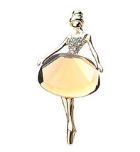 Fashion Crystal & Diamond Ballet Girls Party Brooch Pin Champagne - $19.74