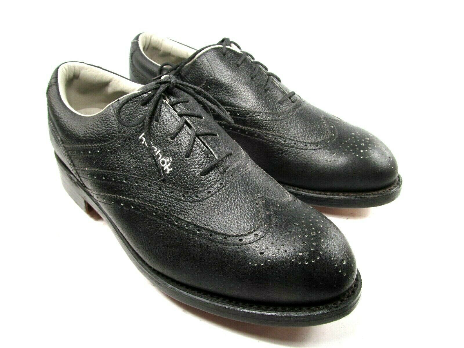 Reebok Vintage Mens Black Leather Wingtip Metal Spike Golf Shoes Size ...