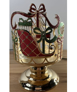 Bath and Bodyworks Christmas Large Gold Pedestal 3 Wick Candle Holder - $24.95