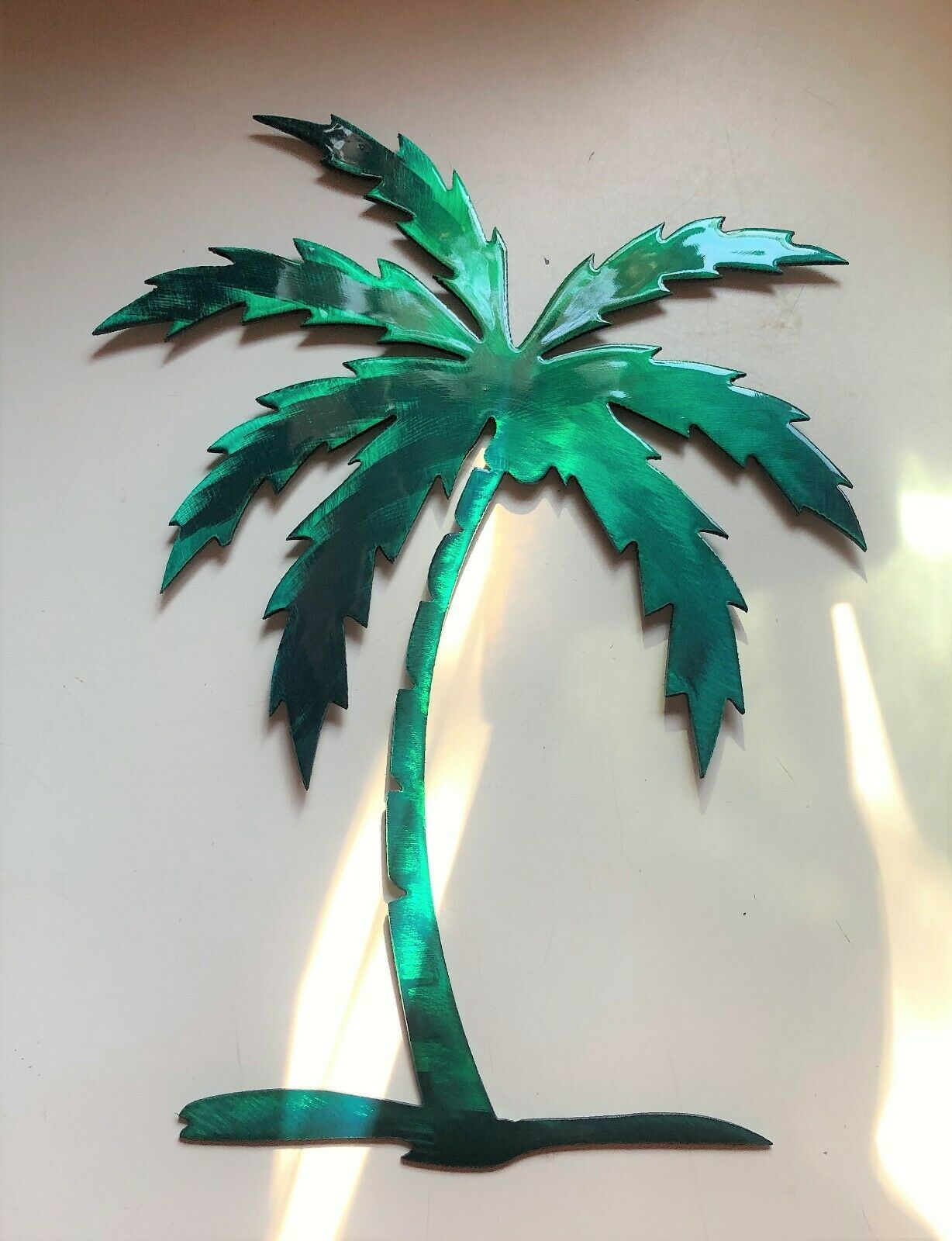 Palm Tree Metal Wall Art Décor 36 tall Completely Teal - Home Décor