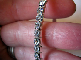 Silver White Crystal Stretch Tennis Bracelet Adjustable Length - $26.21