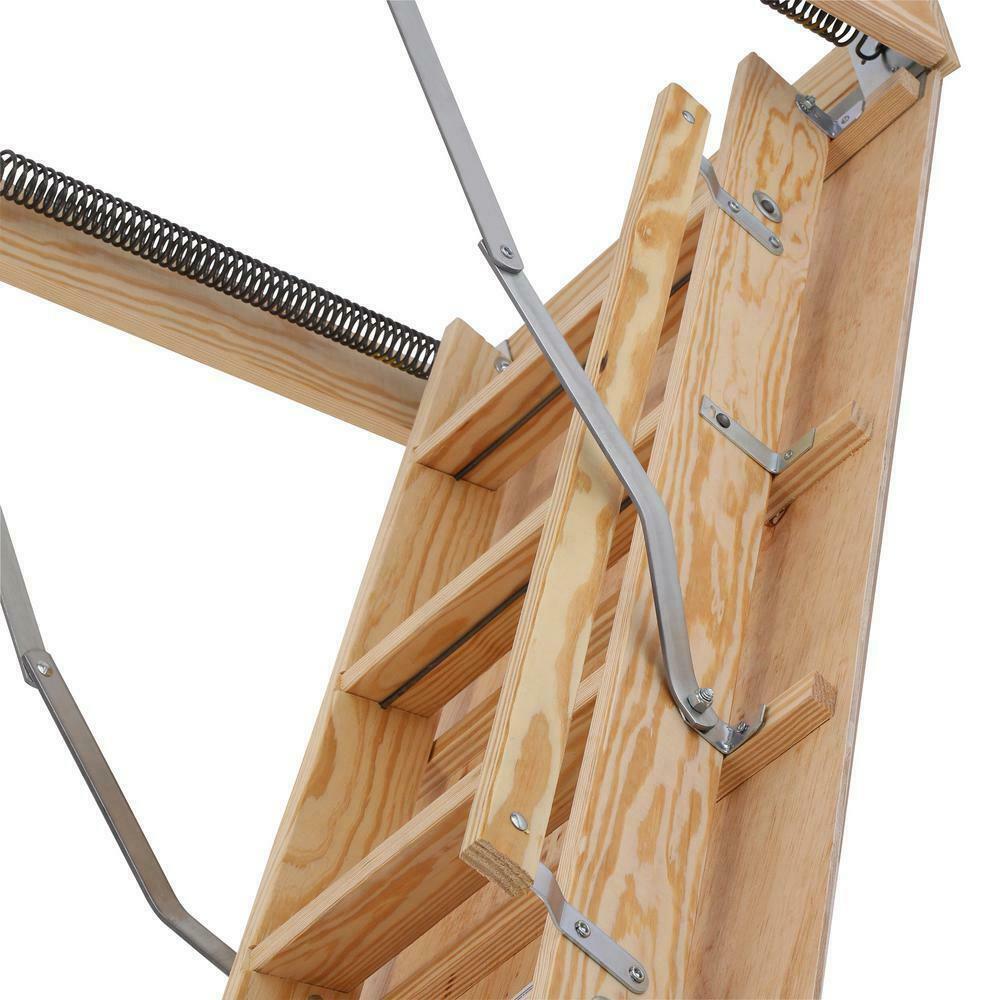 Attic Ladder Pull Down Folding Stairs Wood Steps Ceiling Door Access