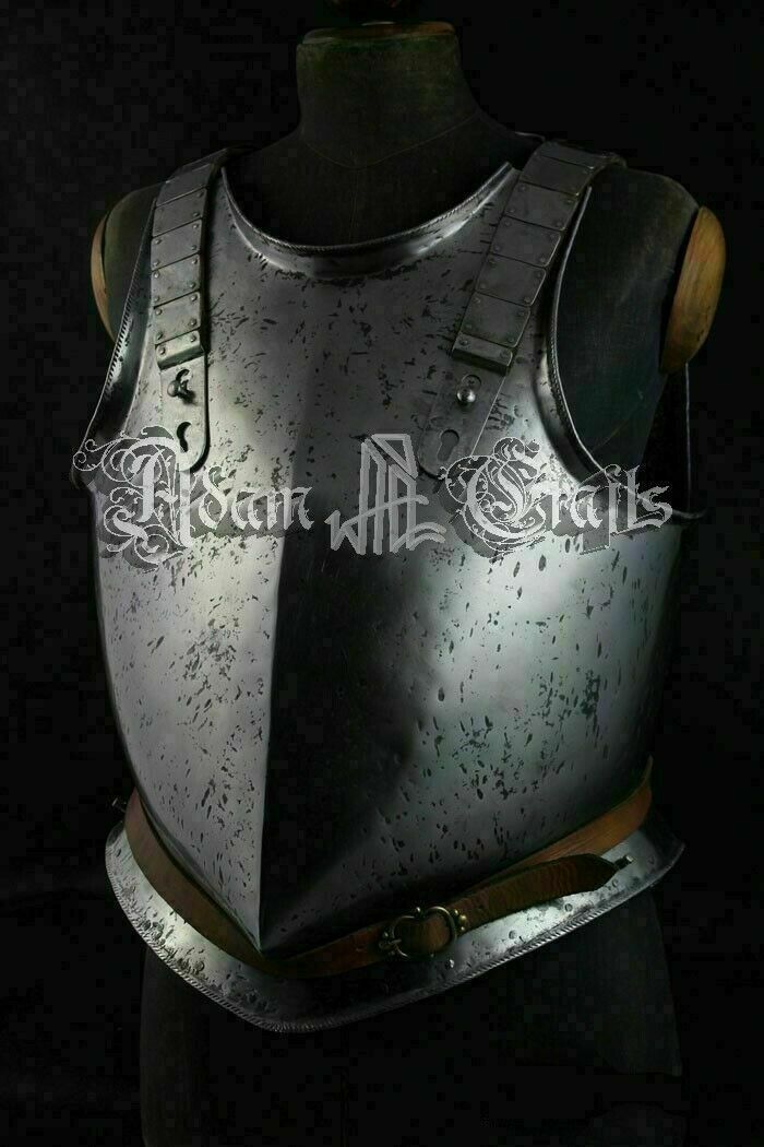 Plastron d'armure de cuirasse française de chevalier en acier de calibre 16...