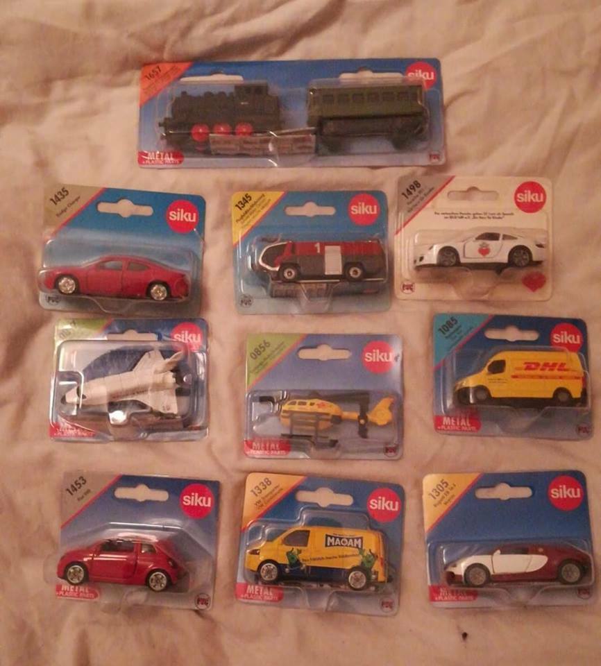 box full of siku cars