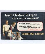 American Legion Linen Adv PC Religious Family Praying Image C 1930 to 40s  - $9.99