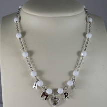 .925 Rhodium Necklace With White Agate And Written " Amore" - $74.20