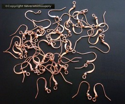 50 Fish hook earring wires comfort taper Med Rose Gold Pl open loop fpe182 - $1.93