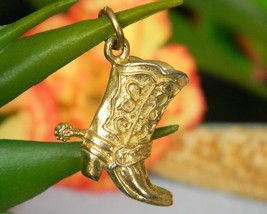 Vintage Cowboy Boot Charm Pendant Sterling Silver Gold Signed Cellini - $15.95