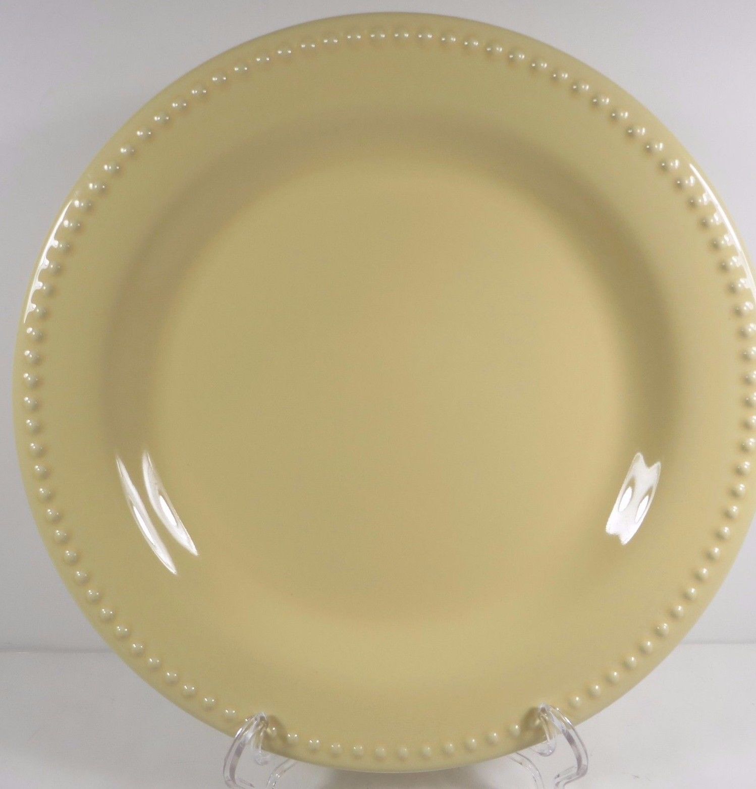 Pottery Barn EMMA Dinner Plate 11.25" All Yellow Beaded Trim Portugal Deep NWOT Other