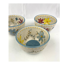 Set of 3 HD Designs Bowls Floral Pattern Yellow Blue 6&quot; Wide 3&quot; Deep Han... - $23.75