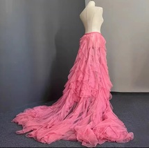 Women Black Detachable Tulle Maxi Skirt Outfit Wedding Photo Tiered Tulle Skirt  image 9