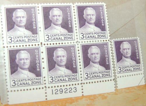 Primary image for Antique Canal Zone George Goethels 3c Plate Block 6 +1 Unused Mint Never Hinged