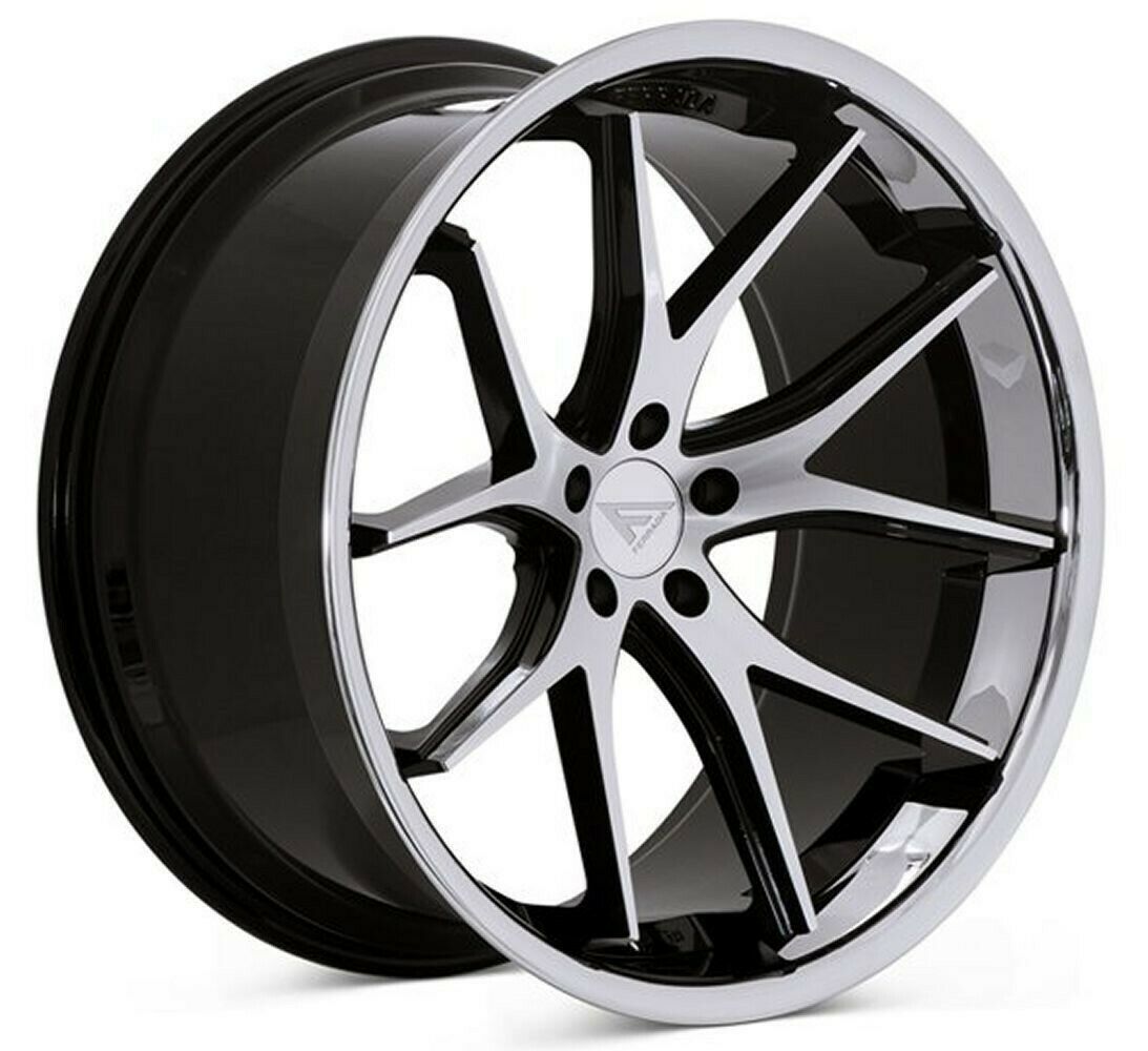 22x9.522x11 Ferrada FR2 5x115 1220 Machine Black Chrome Lip Wheels 