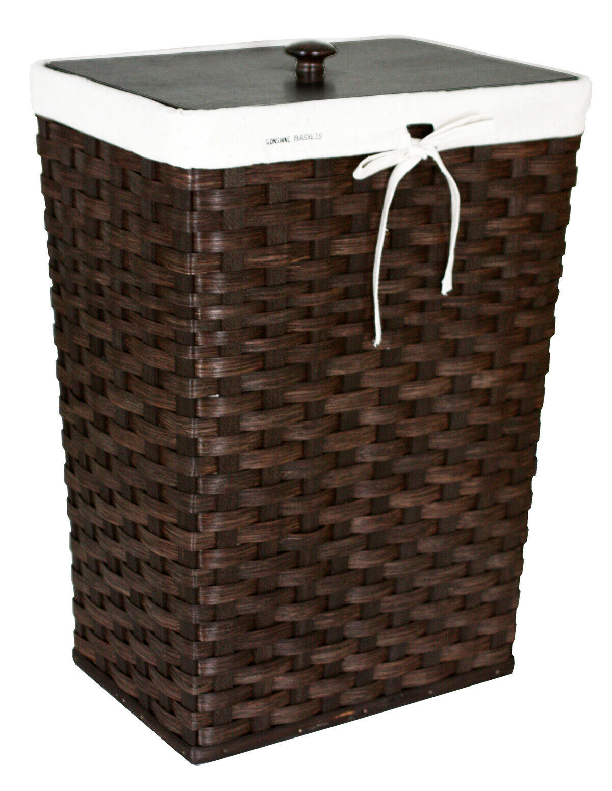 30 GALLON TRASH BASKET Large Amish Hand Woven with Birch Wood Lid USA