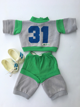 Vtg Authentic Cabbage Patch Kids Jogger Outfit Clothes Shoes Green Gray 16" Doll - $32.00