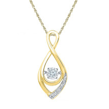 10k Yellow Gold Round Diamond Moving Twinkle Solitaire Teardrop Pendant 1/20 - $170.00