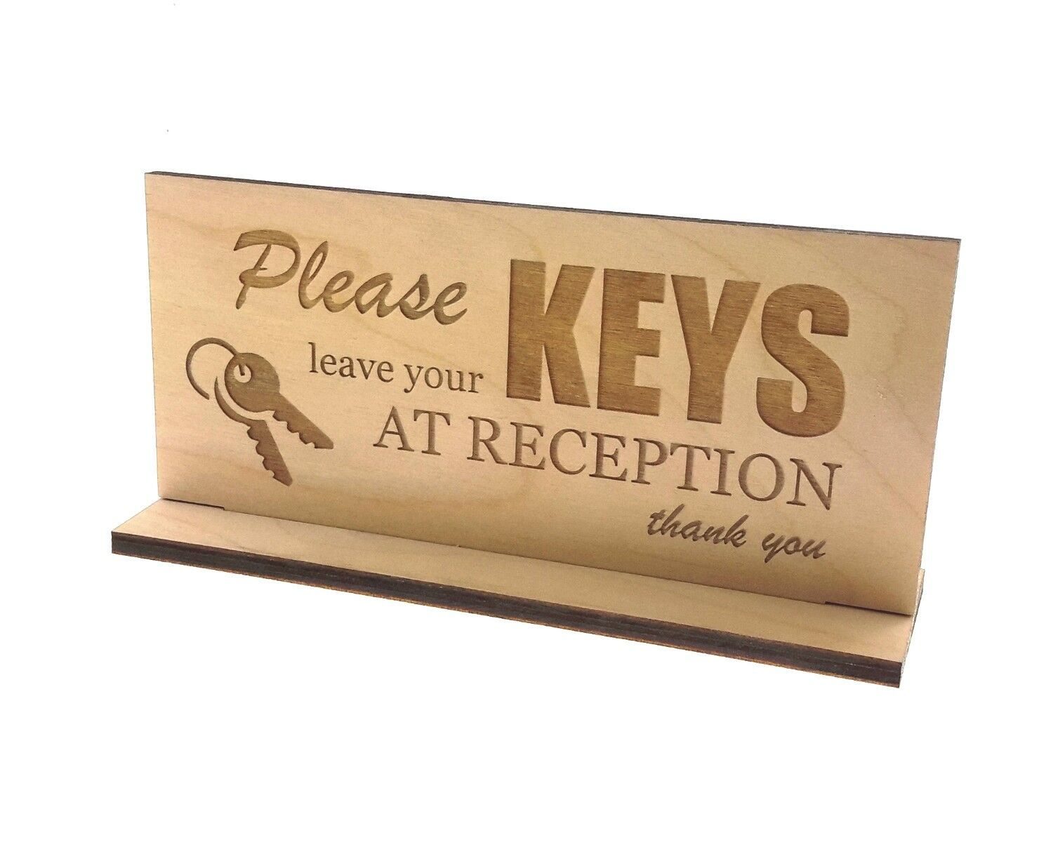 'Please Leave Key at Reception' Desktop Freestanding Wood Sign Other