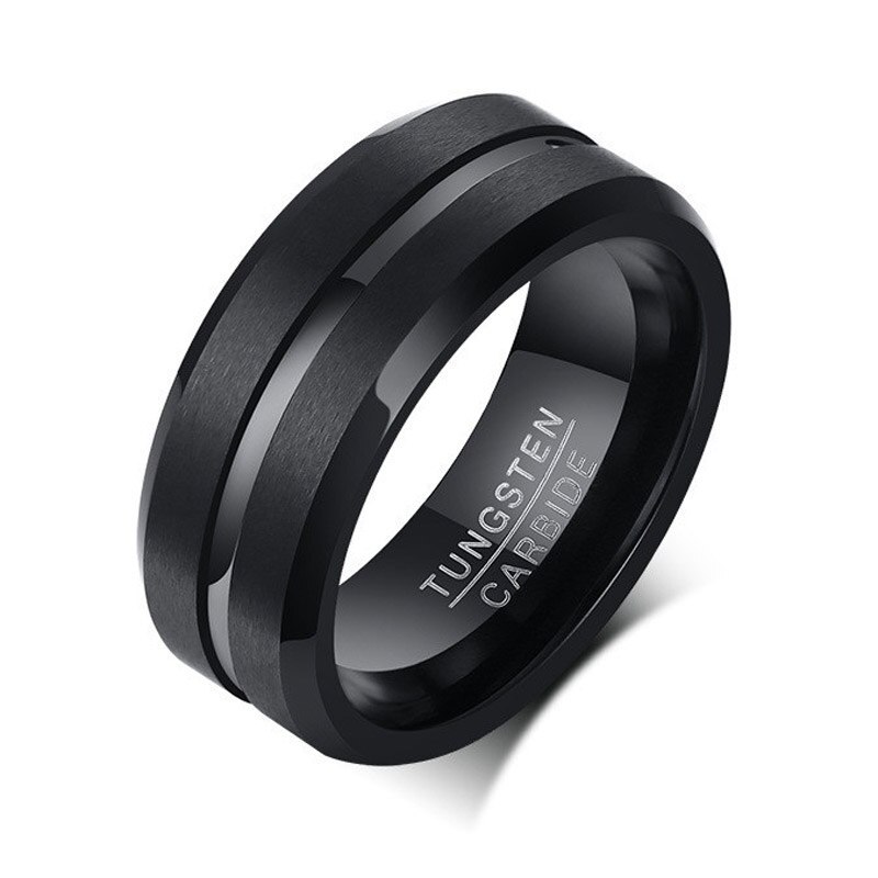 ZORCVENS New Brand Fashion 8mm Black Tungsten Carbide Rings for Men High Quality