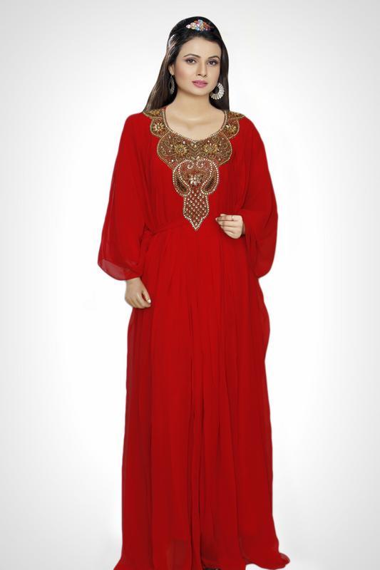 Sudam Black Friday Sale Women's Kaftan Red Moroccan Dubai Caftan Dresses
