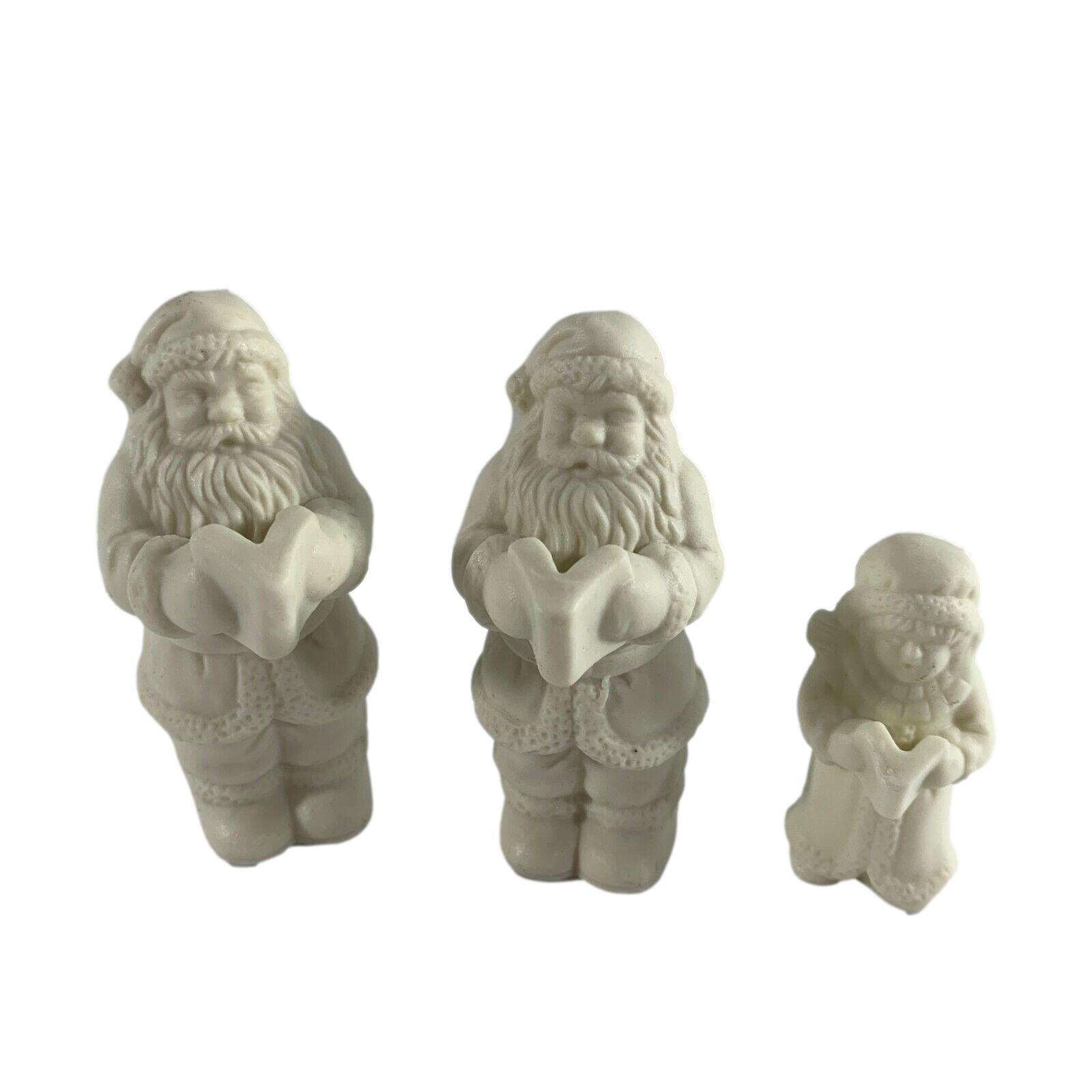 Primary image for Lot 3 White Ceramic Santa Claus Carolers and Child Christmas Singers Holiday 