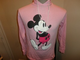 Vtg 80's Pink Walt Disney Mickey Mouse Hooded Hoodie Tshirt Adult M Usa NICE  - $46.12