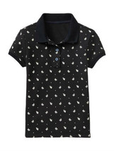 New GAP Kids Girls Short Sleeve Navy Blue Floral Trim Pique Polo Shirt S... - $15.83