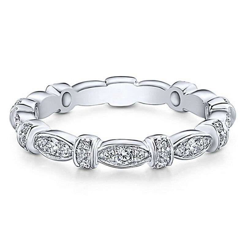 Fashion Women 925 Silver,rose Gold Wedding Rings White Sapphire Ring Size 6-10