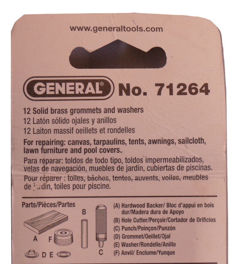 General Tools 71264 Grommet Kit with 12 Solid Brass Grommets 1/2Inch