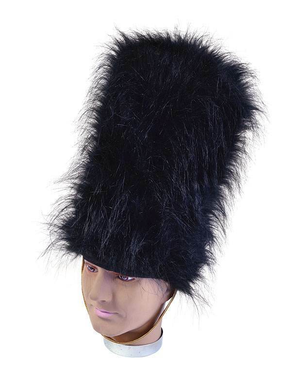BUSBY BEARSKIN HAT, QUEENS GUARD SOLDIER FANCY DRESS ACCESSORY Boys