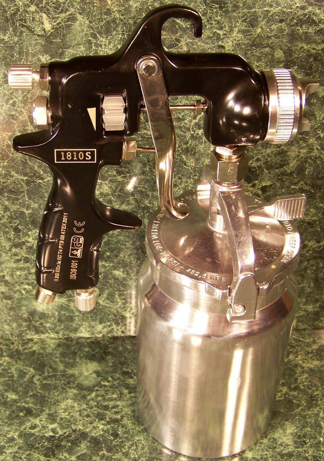 HVLP Siphon Air Spray Gun 1.8 mm Brass Nozzle 32oz Alumumin Cup Paint