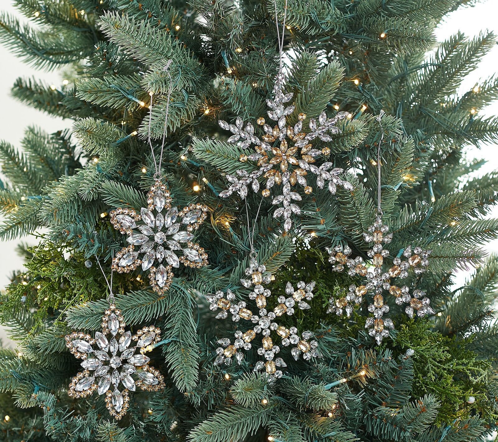 Primary image for Martha Stewart Set of 5 Jeweled Snowflake Ornaments